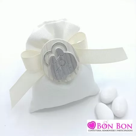 i Sacchetto cotone panna con magnete sacra famiglia prima comunione - 1
