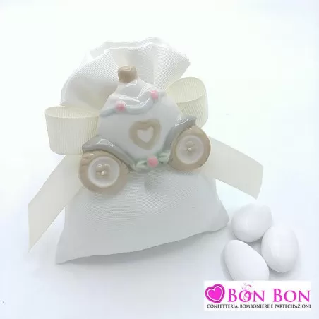 Sacchetto cotone con magnete carrozza in ceramica - 2