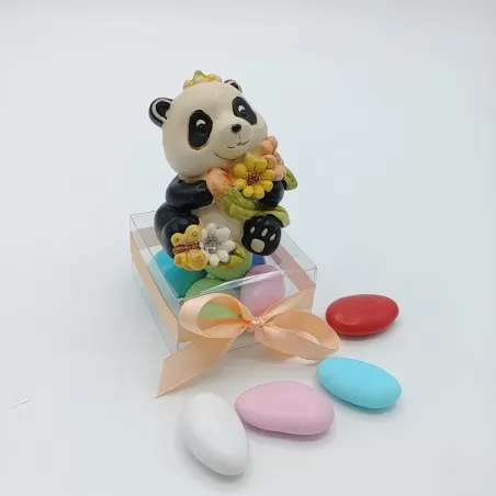 Bomboniera Nascita e Battesimo Panda Resina colorato Dedalo - 3