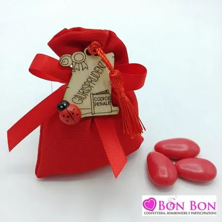 Sacchetto laurea bustina rossa con magnete legno giurisprudenza - 2