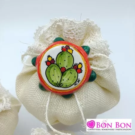 Bomboniera matrimonio tema siciliano calamita tamburello - 2
