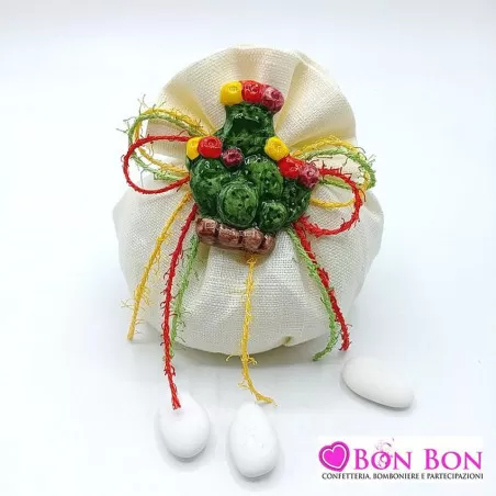 Bomboniera matrimonio tema siciliano calamita fico d´india - 1