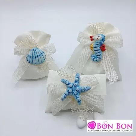 Bomboniera matrimonio calamita soggetto mare dipinto a mano - 1