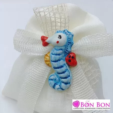 Bomboniera matrimonio calamita soggetto mare dipinto a mano - 2