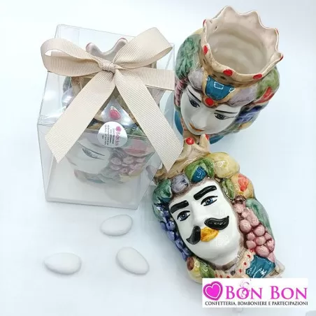 Bomboniera matrimonio tema siciliano testa di moro bifacciale colorata grande - 2