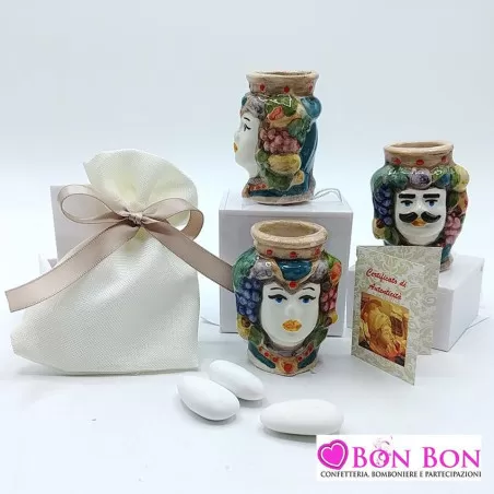 Bomboniera matrimonio tema siciliano testa di moro stuzzicadenti colorata - 1