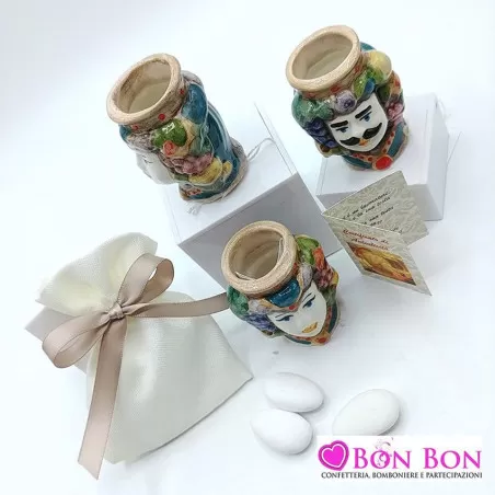 Bomboniera matrimonio tema siciliano testa di moro stuzzicadenti colorata - 2