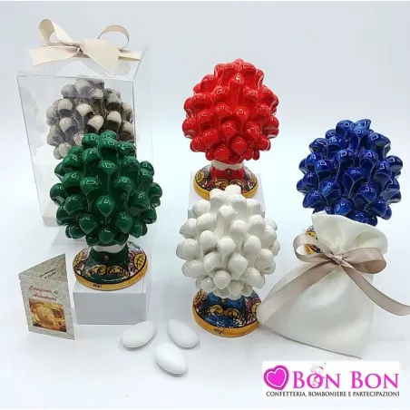 Bomboniera matrimonio tema siciliano pigna caltagirone con base decorata - 1