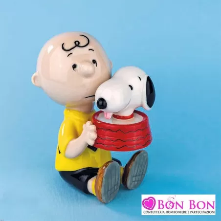 Bomboniera nascita e battesimo charlie brown e snoopy con ciotola - 1