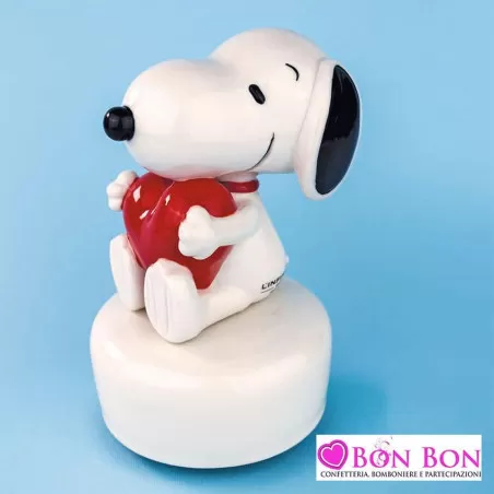Bomboniera nascita e battesimo snoopy con cuore su carillon - 1