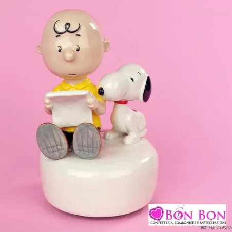 Bomboniera nascita e battesimo charlie brown e snoopy su carillon - 1