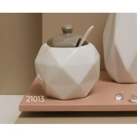 Bomboniera matrimonio claraluna 2021 zuccheriera bianco e tortora 21013 Claraluna - 2