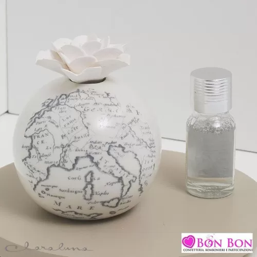 Bomboniera matrimonio claraluna 2021 profumatore mappamondo con fiore 21111 Claraluna - 1