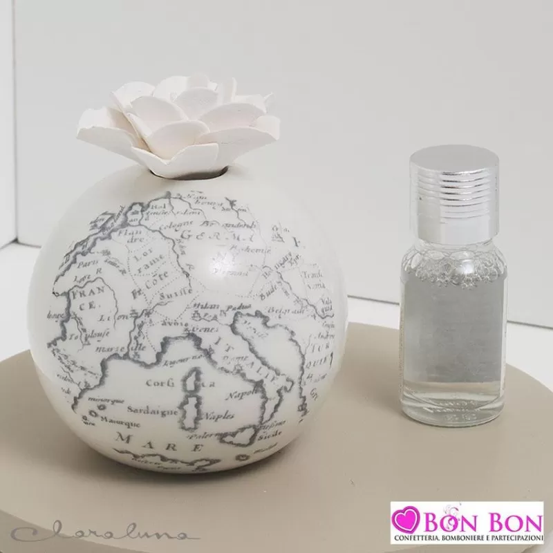 Bomboniera matrimonio claraluna 2021 profumatore mappamondo con fiore 21111 Claraluna - 1