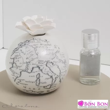 Bomboniera matrimonio claraluna 2021 profumatore mappamondo con fiore 21111 Claraluna - 1