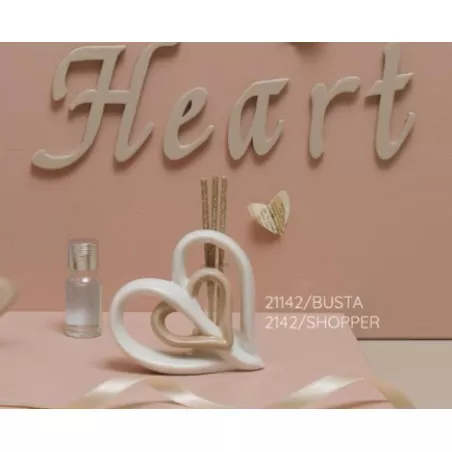 Bomboniera matrimonio claraluna 2021 profumatore cuori bianco e tortora 21142 Claraluna - 2