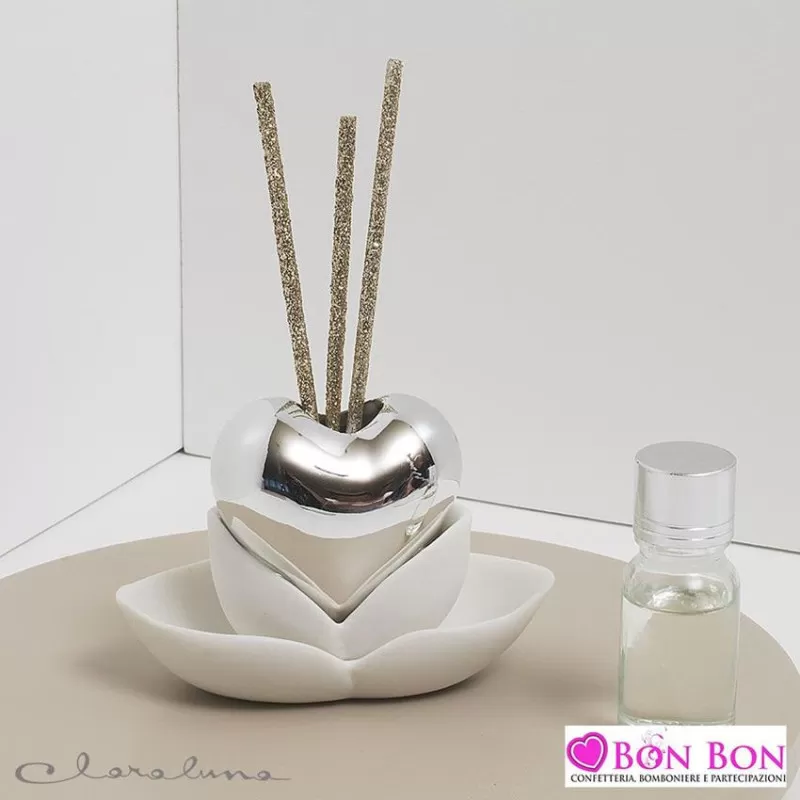 Bomboniera matrimonio claraluna 2021 profumatore cuore argento 21152 Claraluna - 1