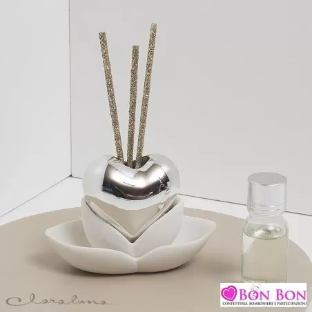 Bomboniera matrimonio claraluna 2021 profumatore cuore argento 21152 Claraluna - 1