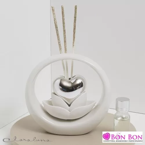 Bomboniera matrimonio claraluna 2021 profumatore cuore argento circolare 21155 Claraluna - 1