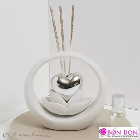 Bomboniera matrimonio claraluna 2021 profumatore cuore argento circolare 21155 Claraluna - 1