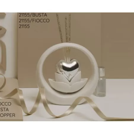 Bomboniera matrimonio claraluna 2021 profumatore cuore argento circolare 21155 Claraluna - 2