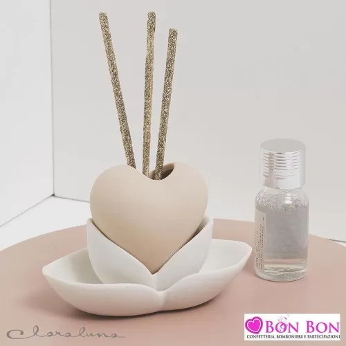Bomboniera matrimonio claraluna 2021 profumatore cuore tortora 21153 Claraluna - 1