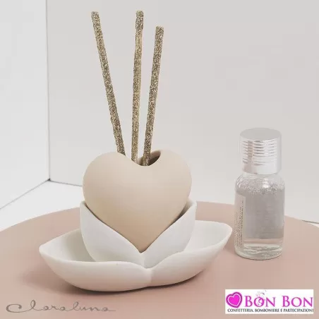 Bomboniera matrimonio claraluna 2021 profumatore cuore tortora 21153 Claraluna - 1