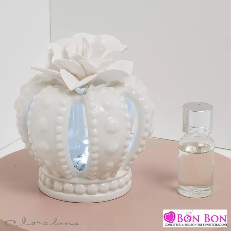 Bomboniera matrimonio claraluna 2021 profumatore corona bianca con fiore 21181B Claraluna - 1