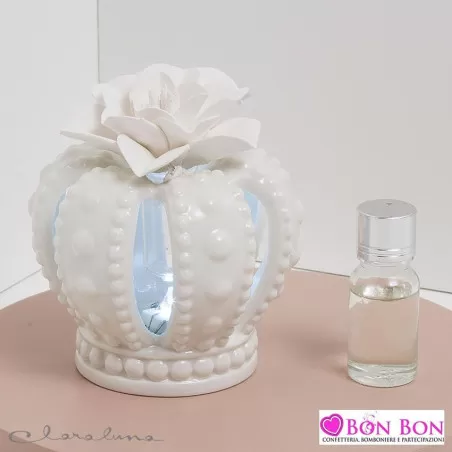 Bomboniera matrimonio claraluna 2021 profumatore corona bianca con fiore 21181B Claraluna - 1