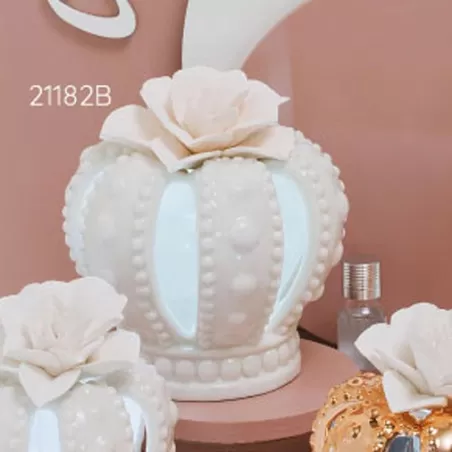 Bomboniera matrimonio claraluna 2021 profumatore corona bianca grande con fiore 21182B Claraluna - 2