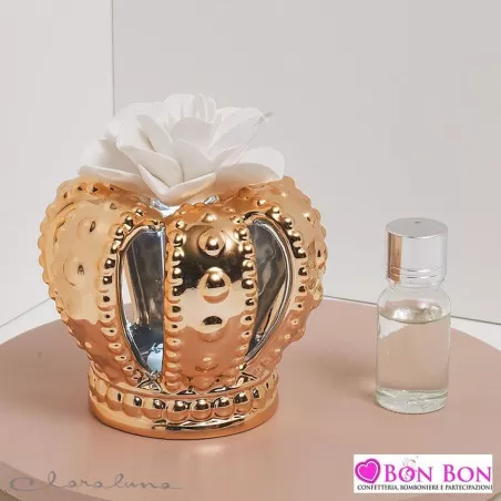 Bomboniera matrimonio claraluna 2021 profumatore corona rame grande con fiore 21182R Claraluna - 1