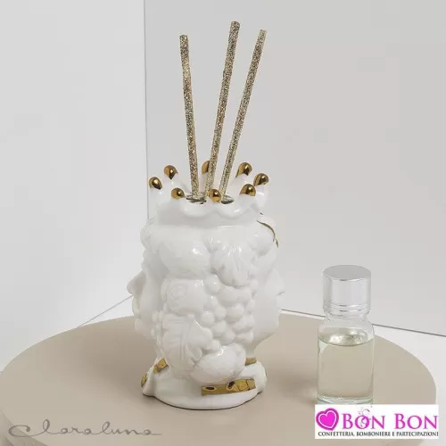 Bomboniera matrimonio claraluna 2021 profumatore testa di moro bianca bifacciale 21191 Claraluna - 1