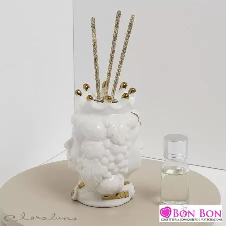 Bomboniera matrimonio claraluna 2021 profumatore testa di moro bianca bifacciale 21191 Claraluna - 1