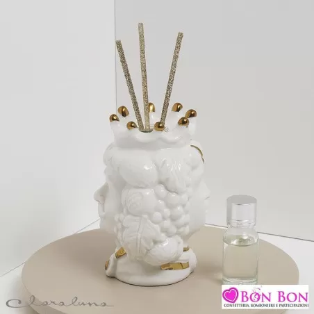 Bomboniera matrimonio claraluna 2021 profumatore testa di moro bianca bifacciale 21192 Claraluna - 1