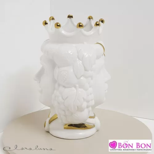 Bomboniera matrimonio claraluna 2021 vaso testa di moro bianca bifacciale 21193 Claraluna - 1