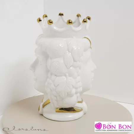 Bomboniera matrimonio claraluna 2021 vaso testa di moro bianca bifacciale 21193 Claraluna - 1