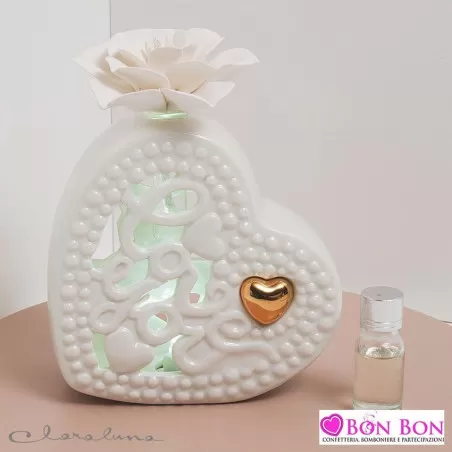 Bomboniera matrimonio claraluna 2021 profumatore cuore bianco love 21222 Claraluna - 1