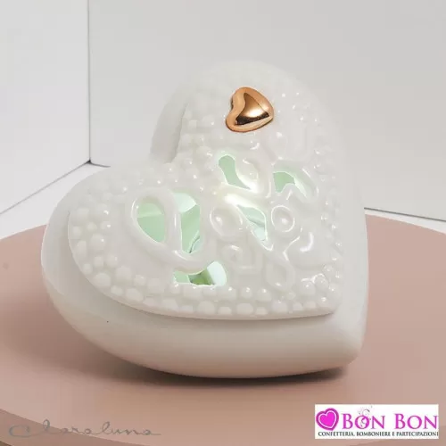 Bomboniera matrimonio claraluna 2021 scatola led cuore bianco love 21224 Claraluna - 1