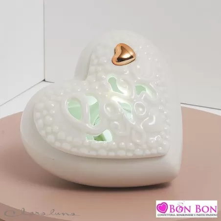 Bomboniera matrimonio claraluna 2021 scatola led cuore bianco love 21224 Claraluna - 1