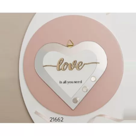 Bomboniera matrimonio claraluna 2021 quadro appendichiavi cuore specchio 21662 Claraluna - 2