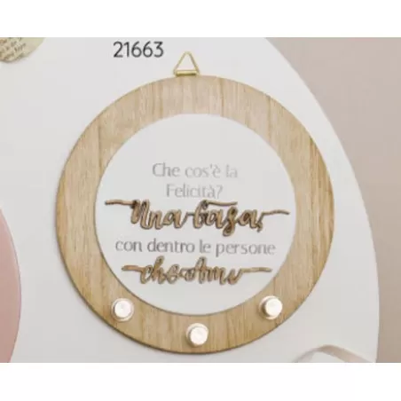 Bomboniera matrimonio claraluna 2021 quadro appendichiavi tondo legno 21663 Claraluna - 2