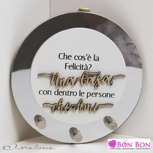 Bomboniera matrimonio claraluna 2021 quadro appendichiavi tondo specchio 21664 Claraluna - 1