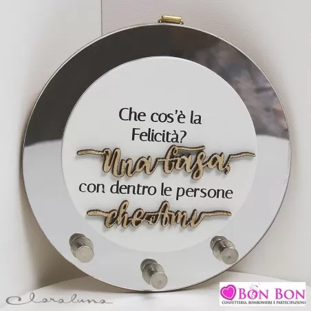 Bomboniera matrimonio claraluna 2021 quadro appendichiavi tondo specchio 21664 Claraluna - 1