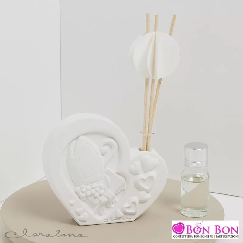 Bomboniera cresima profumatore cuore in gesso Claraluna - 1