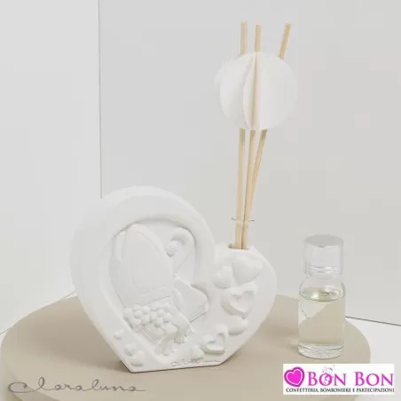 Bomboniera cresima profumatore cuore in gesso Claraluna - 1
