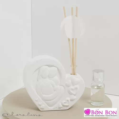 Bomboniera prima comunione profumatore sacra famiglia cuore in gesso Claraluna - 1