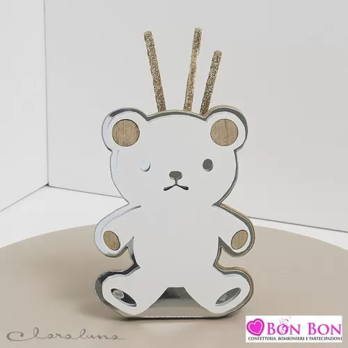Bomboniera nascita e battesimo profumatore orsetto specchiato Claraluna - 1