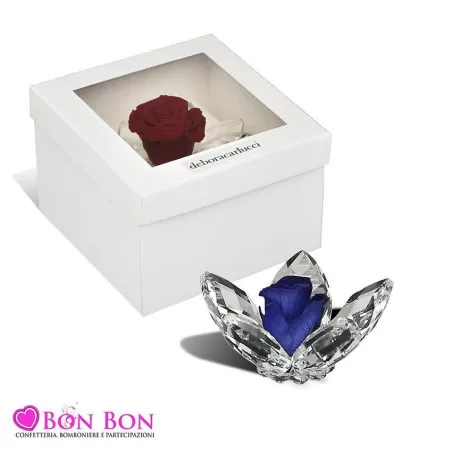 Bomboniera matrimonio debora carlucci 2021 loto piccolo con rosa stabilizzata blu Debora Carlucci - 1