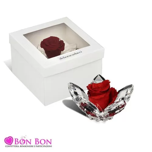 Bomboniera matrimonio debora carlucci 2021 loto piccolo con rosa stabilizzata rossa Debora Carlucci - 1