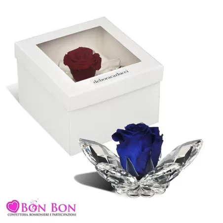 Bomboniera matrimonio debora carlucci 2021 loto grande con rosa stabilizzata blu Debora Carlucci - 1